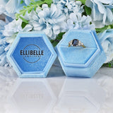 Ellibelle Jewellery Art Deco Emerald Cut Sapphire & Diamond Ring