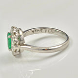 ART DECO EMERALD & DIAMOND 18CT WHITE GOLD CLUSTER RING