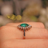 Ellibelle Jewellery Art Deco Emerald & Diamond Marquise Cluster Ring