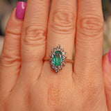 Ellibelle Jewellery Art Deco Emerald & Diamond Marquise Cluster Ring