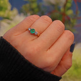 Ellibelle Jewellery ART DECO EMERALD & DIAMOND TRILOGY RING