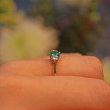 Ellibelle Jewellery ART DECO EMERALD & DIAMOND TRILOGY RING