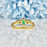 Ellibelle Jewellery ART DECO EMERALD & DIAMOND TRILOGY RING
