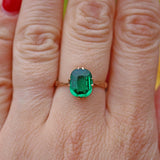 Ellibelle Jewellery ART DECO GREEN PASTE 9CT GOLD SOLITAIRE RING