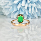 Ellibelle Jewellery ART DECO GREEN PASTE 9CT GOLD SOLITAIRE RING