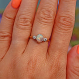 Ellibelle Jewellery Art Deco Natural Opal & Diamond 18ct Gold Three Stone Ring