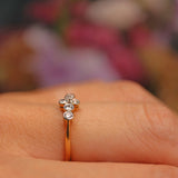 Ellibelle Jewellery Art Deco Old Cut Diamond 18ct Gold Six Stone Ring