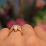 Ellibelle Jewellery Art Deco Opal & Diamond 18ct Gold Platinum Ring
