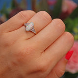 Ellibelle Jewellery Art Deco Opal & Diamond 18ct Gold Platinum Ring