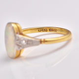 Ellibelle Jewellery Art Deco Opal & Diamond 18ct Gold Platinum Ring