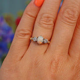 Ellibelle Jewellery Art Deco Opal & Diamond 18ct Gold Three Stone Ring