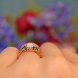 Ellibelle Jewellery Art Deco Opal & Diamond 18ct Gold Three Stone Ring