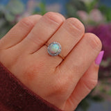 Ellibelle Jewellery Art Deco Opal & Diamond Gold and Platinum Cluster Ring