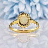 Ellibelle Jewellery Art Deco Opal & Diamond Gold and Platinum Cluster Ring