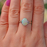 Ellibelle Jewellery ART DECO OPAL & DIAMOND SOLITAIRE RING