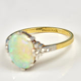 Ellibelle Jewellery ART DECO OPAL & DIAMOND SOLITAIRE RING