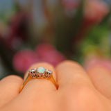 Ellibelle Jewellery Art Deco Opal & Diamond Three Stone Ring