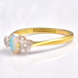 Ellibelle Jewellery Art Deco Opal & Diamond Three Stone Ring