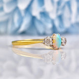 Ellibelle Jewellery Art Deco Opal & Diamond Three Stone Ring