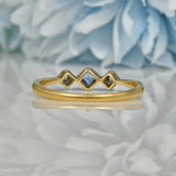Ellibelle Jewellery ART DECO SAPPHIRE AND DIAMOND 18CT GOLD THREE STONE RING