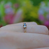 Ellibelle Jewellery ART DECO SAPPHIRE AND DIAMOND 18CT GOLD THREE STONE RING