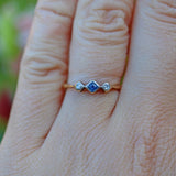 Ellibelle Jewellery ART DECO SAPPHIRE AND DIAMOND 18CT GOLD THREE STONE RING