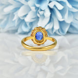 Ellibelle Jewellery ART DECO SAPPHIRE & DIAMOND 18CT GOLD CLUSTER RING