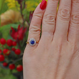 Ellibelle Jewellery ART DECO SAPPHIRE & DIAMOND 18CT GOLD CLUSTER RING