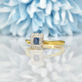 Ellibelle Jewellery ART DECO SAPPHIRE & DIAMOND 18CT GOLD PANEL RING