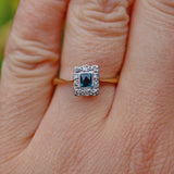 Ellibelle Jewellery ART DECO SAPPHIRE & DIAMOND 18CT GOLD PANEL RING