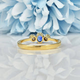 Ellibelle Jewellery ART DECO SAPPHIRE & DIAMOND 18CT GOLD THREE-STONE RING