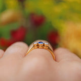 Ellibelle Jewellery ART DECO SAPPHIRE & DIAMOND 18CT GOLD THREE-STONE RING