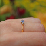 Ellibelle Jewellery ART DECO SAPPHIRE & DIAMOND 18CT GOLD THREE-STONE RING