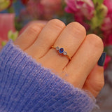 Ellibelle Jewellery ART DECO SAPPHIRE & DIAMOND 18CT GOLD THREE-STONE RING