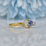 ART DECO SAPPHIRE & DIAMOND BYPASS RING
