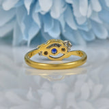 ART DECO SAPPHIRE & DIAMOND BYPASS RING