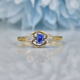 ART DECO SAPPHIRE & DIAMOND BYPASS RING