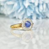 Ellibelle Jewellery Art Deco Sapphire & Diamond Gold Cluster Ring