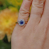Ellibelle Jewellery Art Deco Sapphire & Diamond Gold Cluster Ring