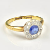 Ellibelle Jewellery Art Deco Sapphire & Diamond Gold Cluster Ring