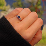 Ellibelle Jewellery Art Deco Sapphire & Diamond Platinum Three Stone Ring