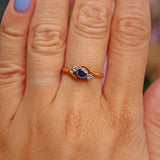 Ellibelle Jewellery Art Deco Sapphire & Diamond Three Stone Crossover Ring