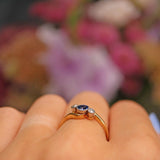 Ellibelle Jewellery Art Deco Sapphire & Diamond Three Stone Crossover Ring