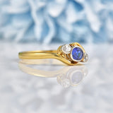 Ellibelle Jewellery Art Deco Sapphire & Diamond Three Stone Crossover Ring