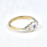 ART DECO SAPPHIRE & DIAMOND THREE-STONE RING