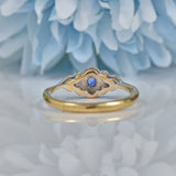 ART DECO SAPPHIRE & DIAMOND THREE-STONE RING