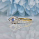ART DECO SAPPHIRE & DIAMOND THREE-STONE RING