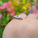 ART DECO SAPPHIRE & DIAMOND THREE-STONE RING