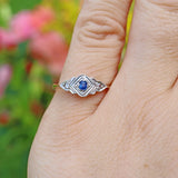 ART DECO SAPPHIRE & DIAMOND THREE-STONE RING