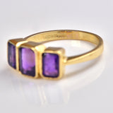 Ellibelle Jewellery Art Deco Style Amethyst 9ct Gold Three Stone Trilogy Ring